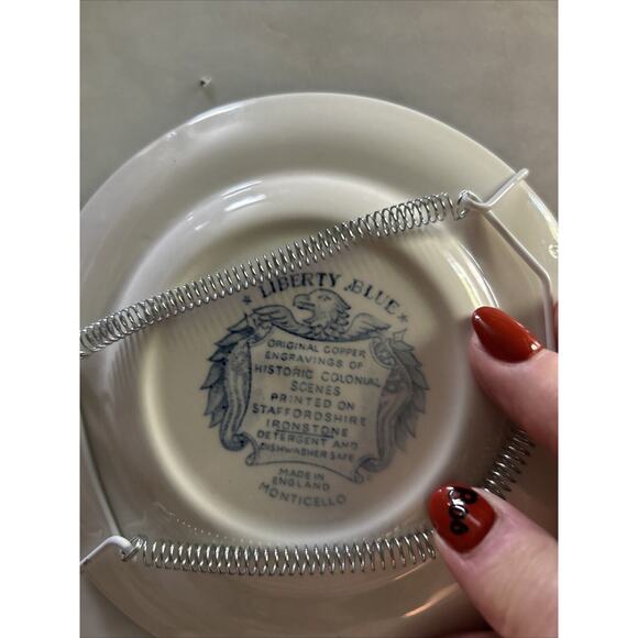 Liberty Blue Independence Hall Colonial Scene Staffordshire Ironstone Plate mini - Picture 3 of 5